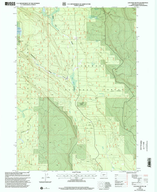 Classic USGS Location Butte Oregon 7.5'x7.5' Topo Map Image