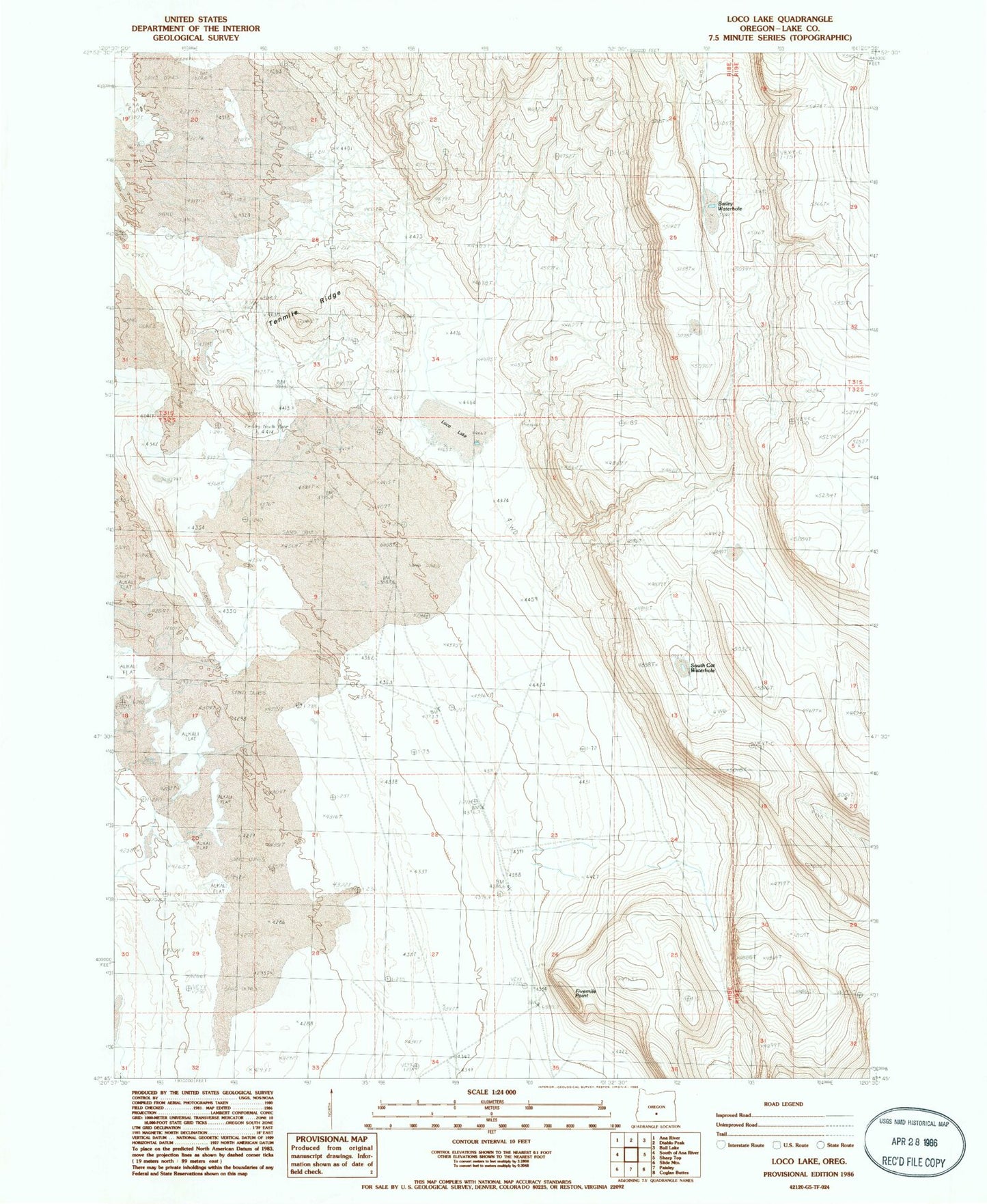 Classic USGS Loco Lake Oregon 7.5'x7.5' Topo Map Image