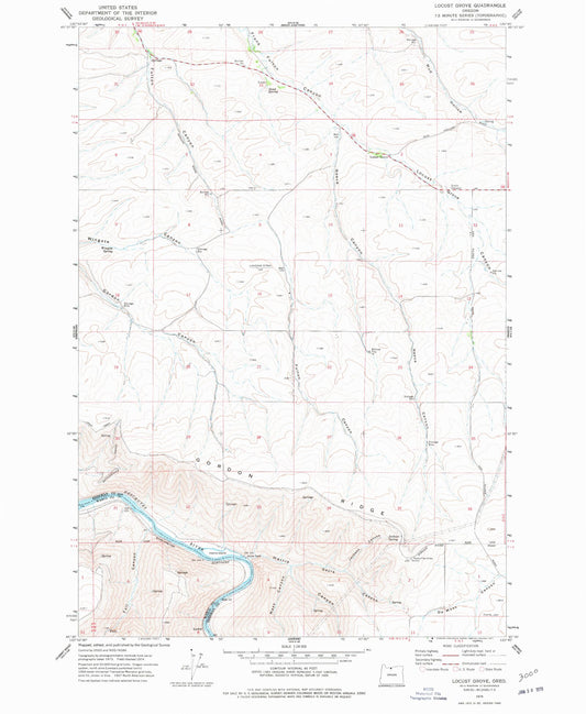 Classic USGS Locust Grove Oregon 7.5'x7.5' Topo Map Image