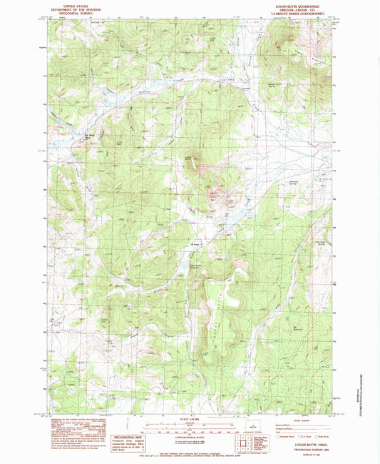 Classic USGS Logan Butte Oregon 7.5'x7.5' Topo Map Image