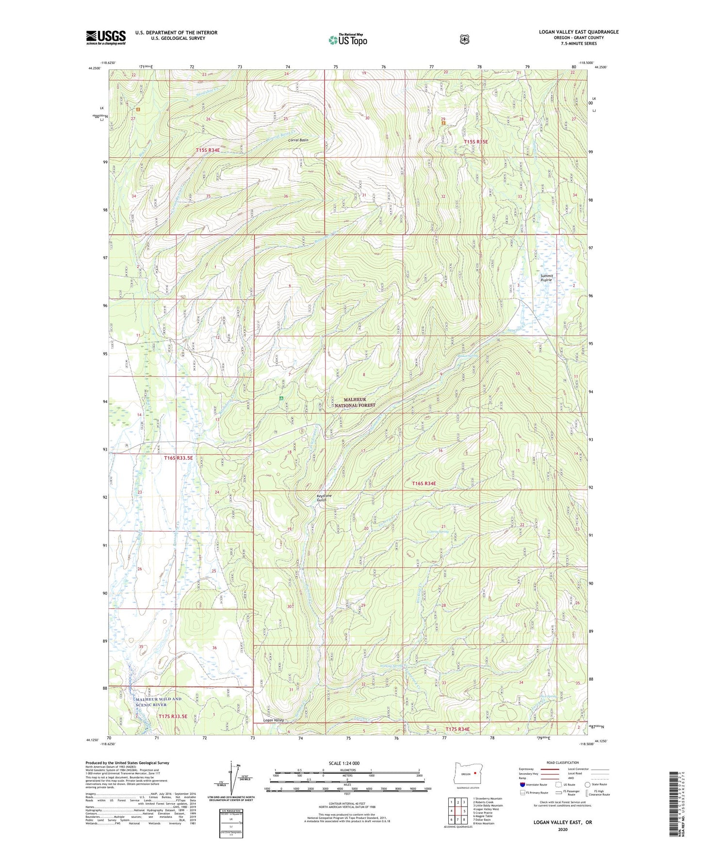 Logan Valley East Oregon US Topo Map Image