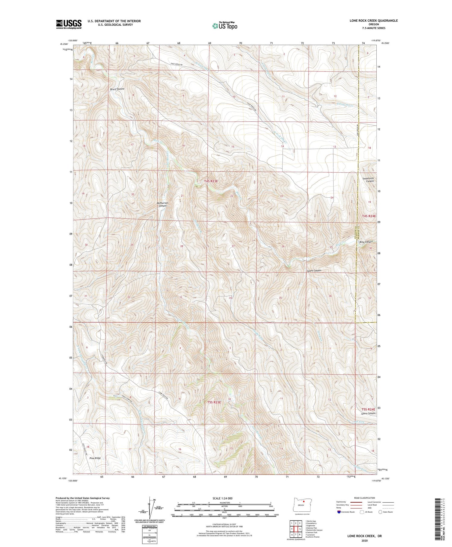 Lone Rock Creek Oregon US Topo Map Image