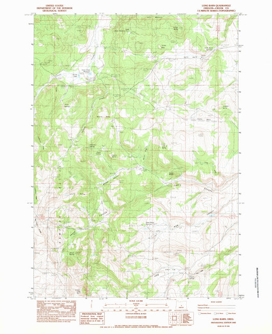 Classic USGS Long Barn Oregon 7.5'x7.5' Topo Map Image
