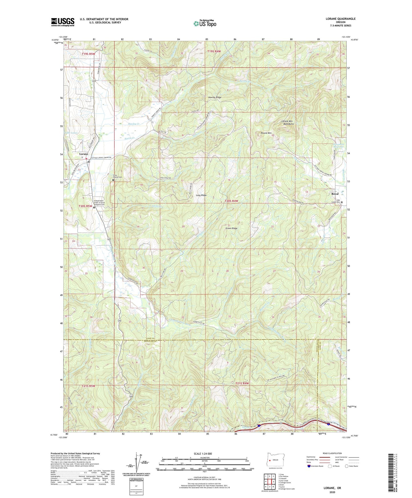 Lorane Oregon US Topo Map Image
