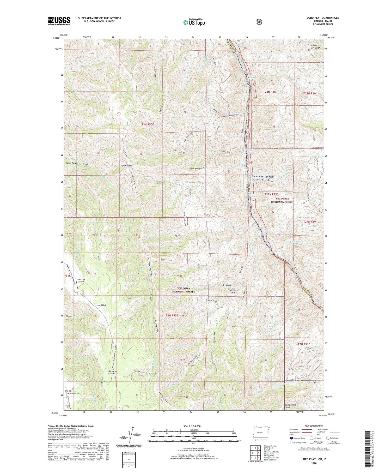 Lord Flat Oregon US Topo Map Image