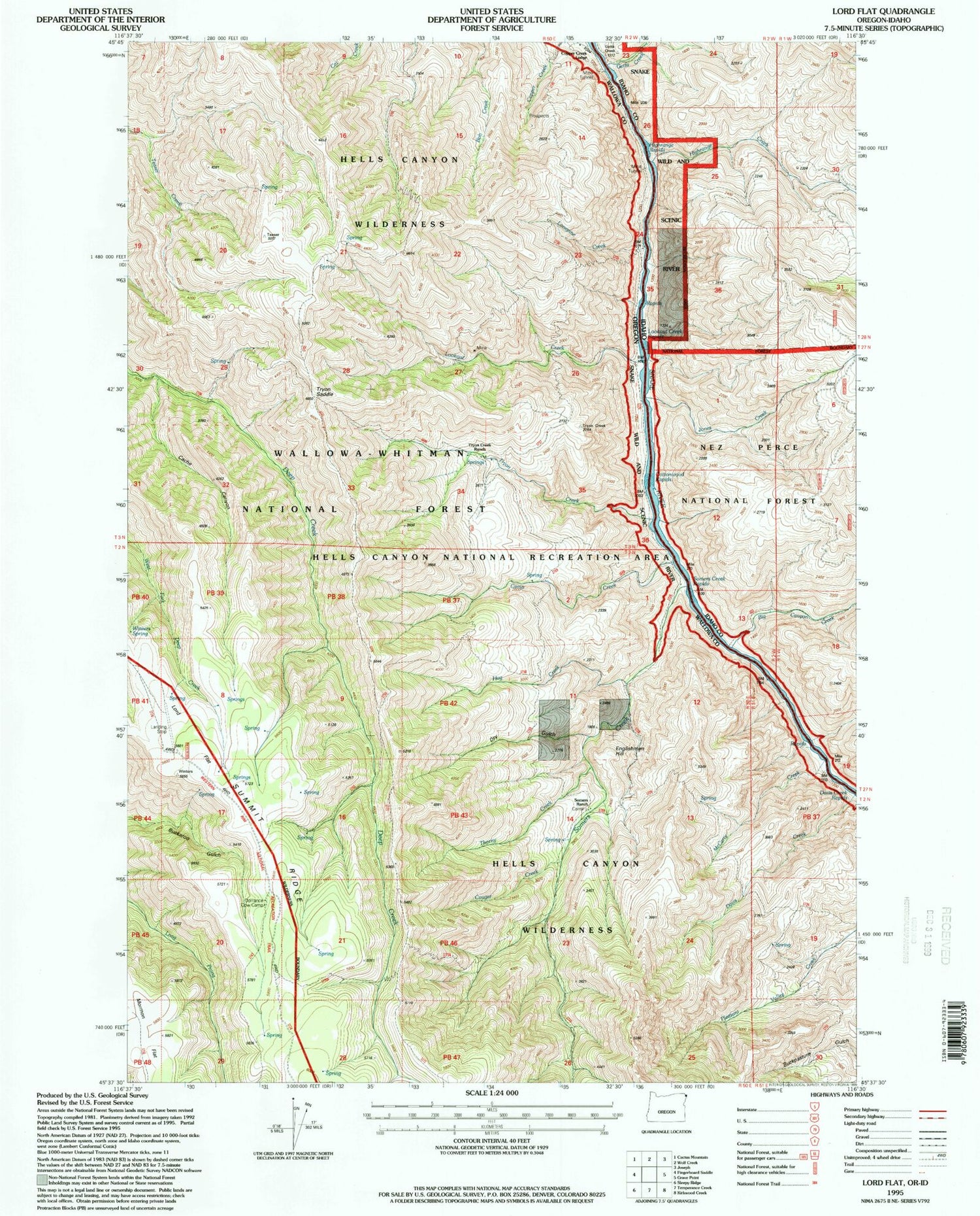 Classic USGS Lord Flat Oregon 7.5'x7.5' Topo Map Image