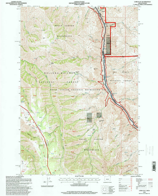 Classic USGS Lord Flat Oregon 7.5'x7.5' Topo Map Image