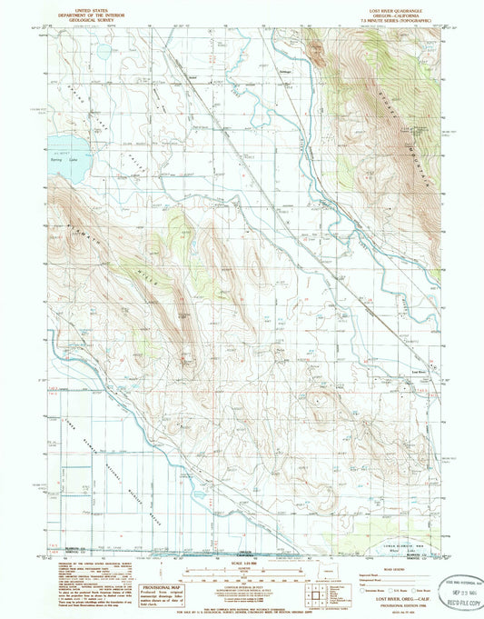 Classic USGS Lost River Oregon 7.5'x7.5' Topo Map Image