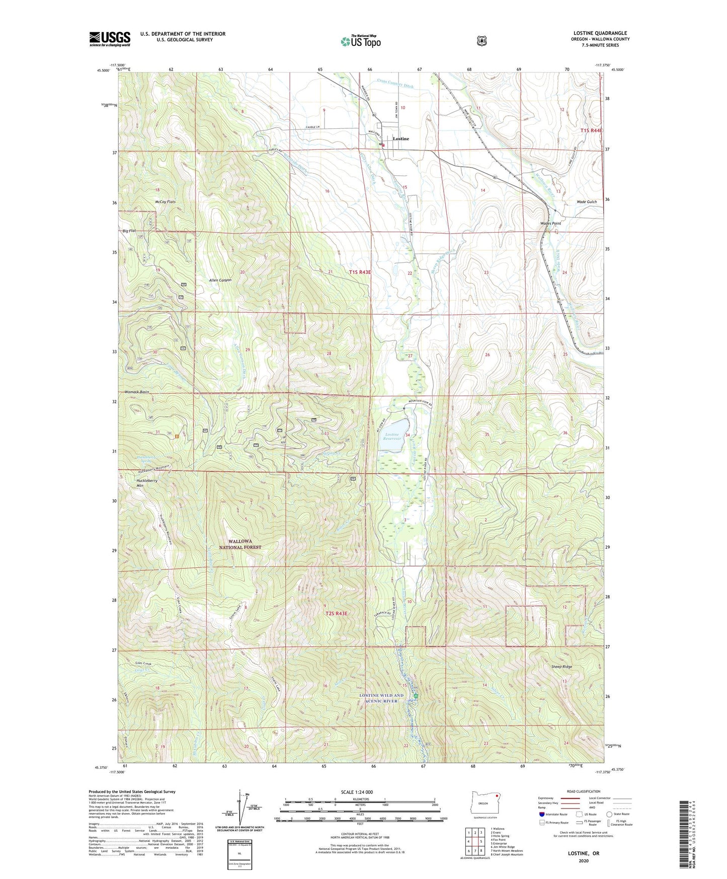 Lostine Oregon US Topo Map Image