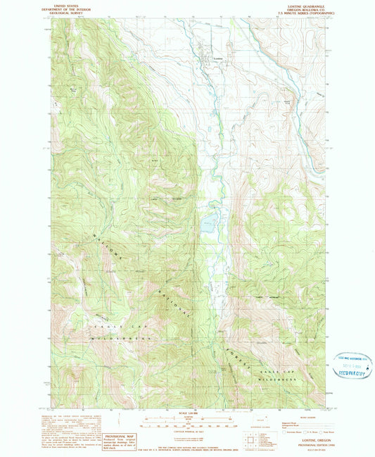 Classic USGS Lostine Oregon 7.5'x7.5' Topo Map Image