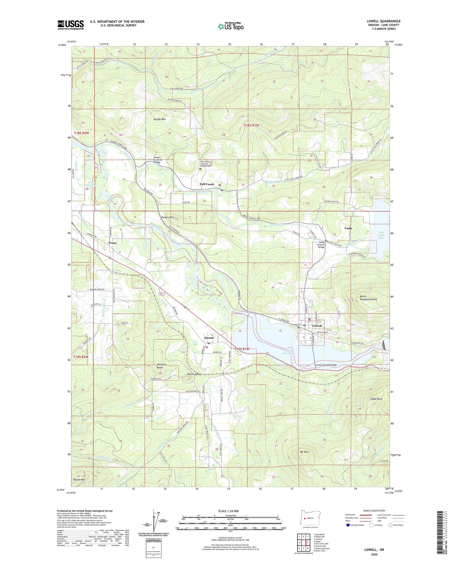 Lowell Oregon US Topo Map Image