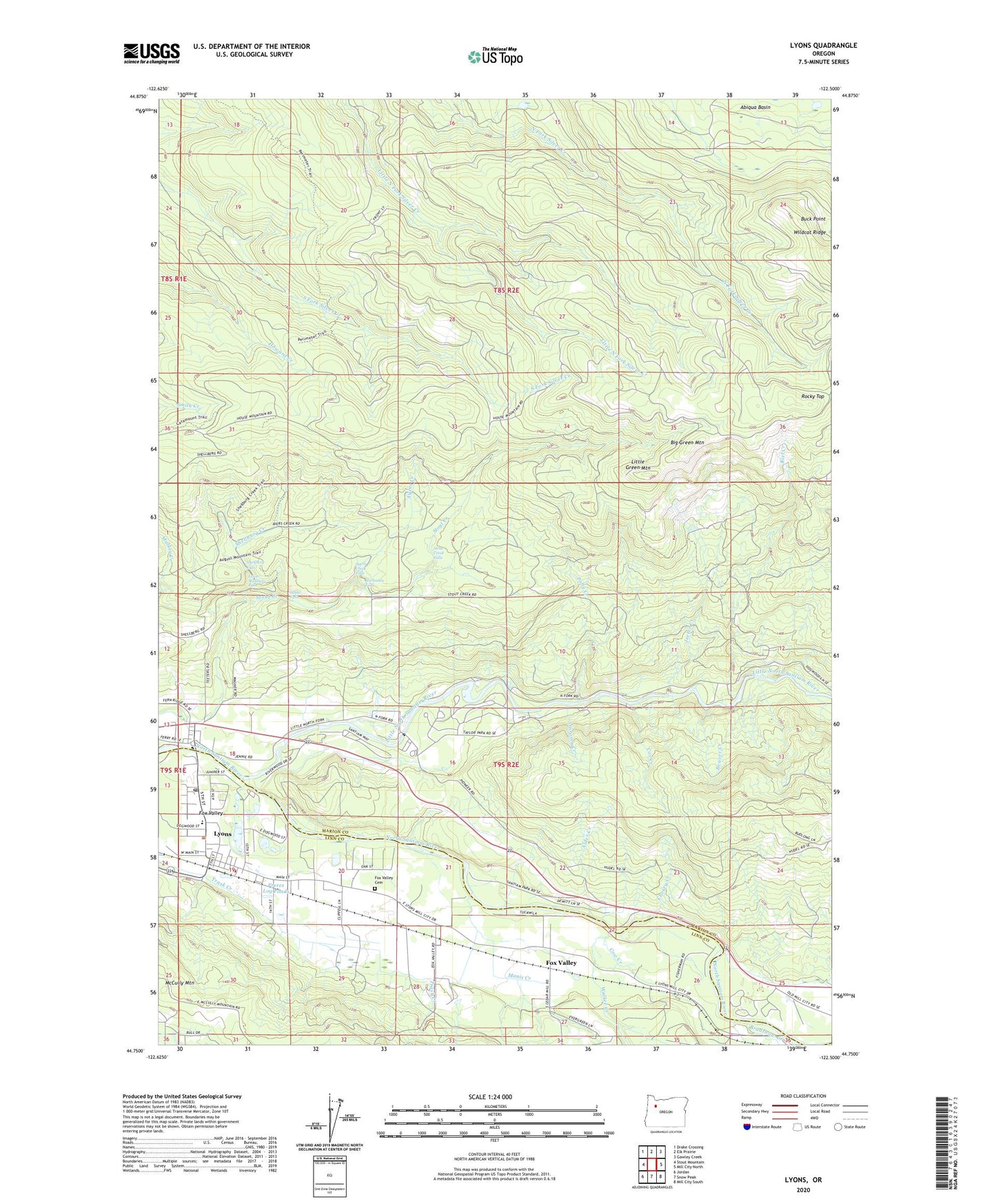 Lyons Oregon US Topo Map Image