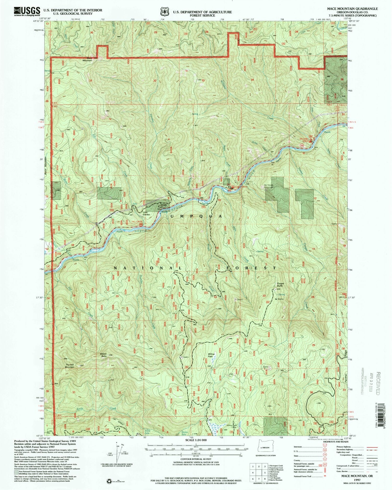 Classic USGS Mace Mountain Oregon 7.5'x7.5' Topo Map Image