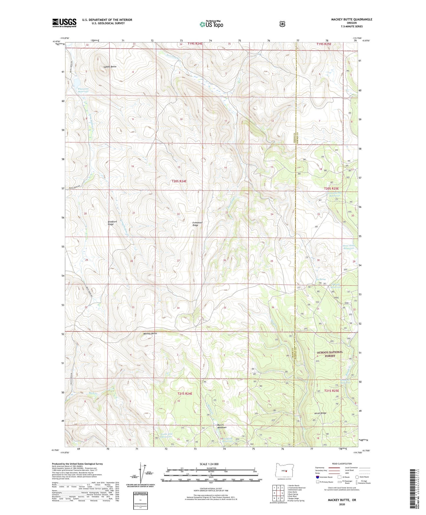 Mackey Butte Oregon US Topo Map Image