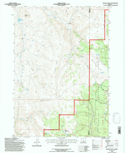 Classic USGS Mackey Butte Oregon 7.5'x7.5' Topo Map Image