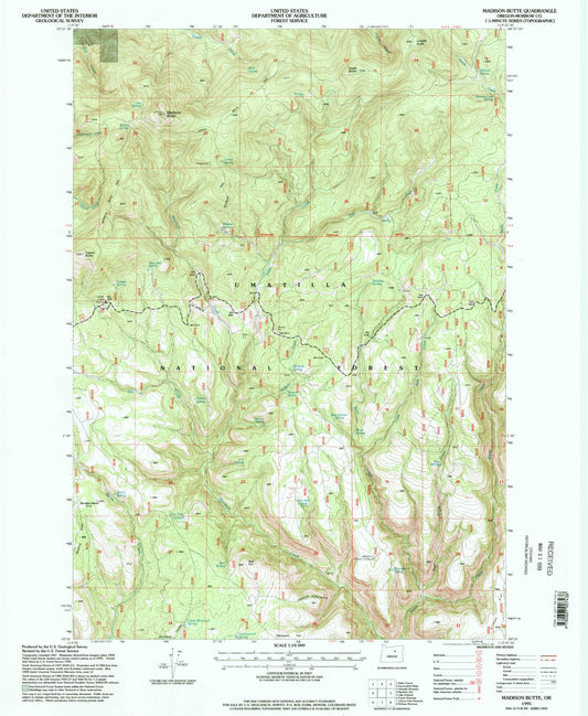 Classic USGS Madison Butte Oregon 7.5'x7.5' Topo Map Image