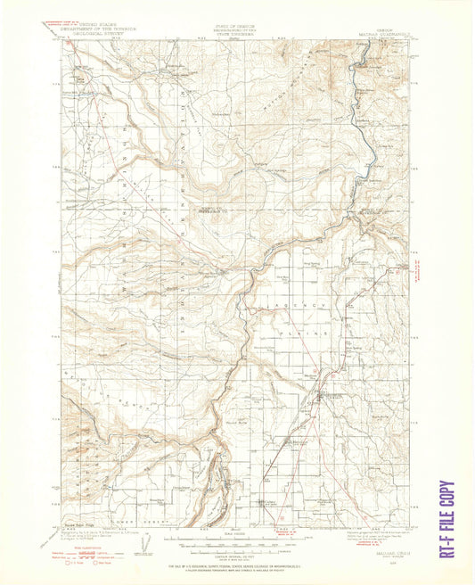 Historic 1928 Madras Oregon 30'x30' Topo Map Image