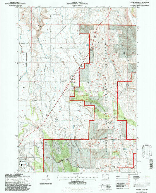 Classic USGS Madras East Oregon 7.5'x7.5' Topo Map Image