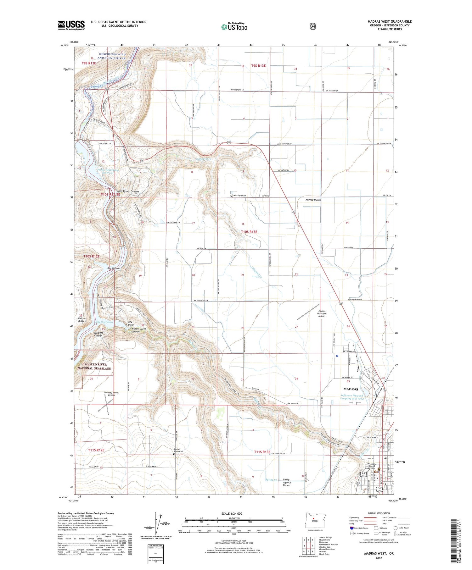 Madras West Oregon US Topo Map Image