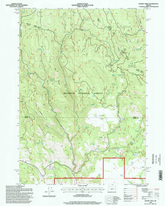 Classic USGS Magpie Table Oregon 7.5'x7.5' Topo Map Image