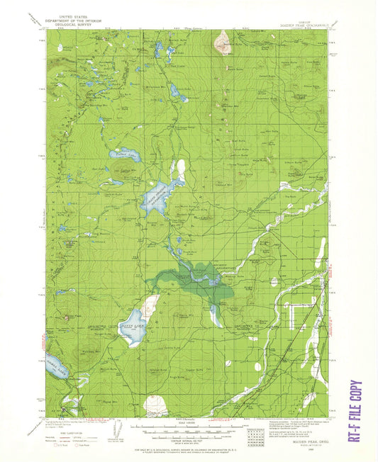 Historic 1930 Maiden Peak Oregon 30'x30' Topo Map Image