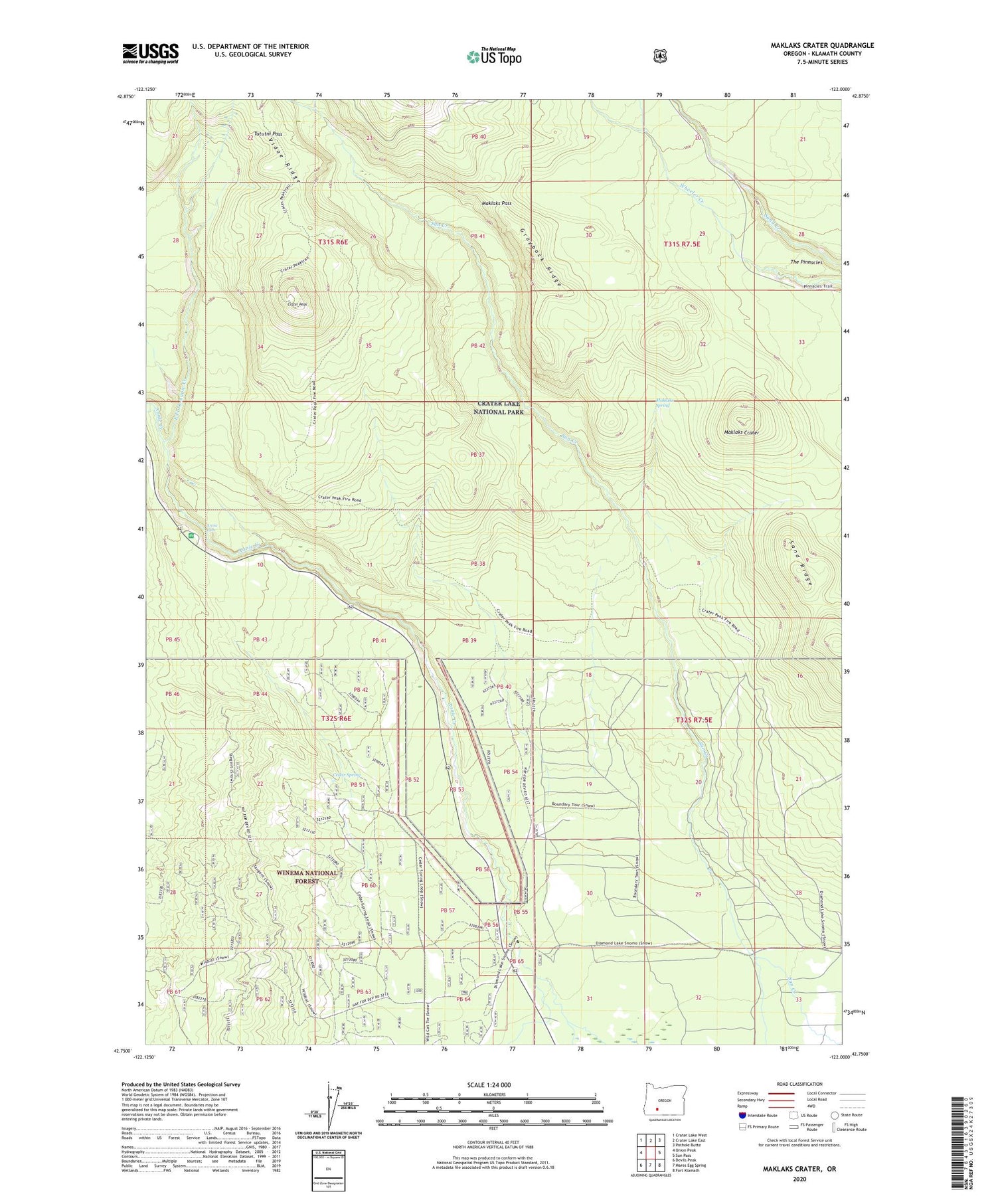 Maklaks Crater Oregon US Topo Map Image