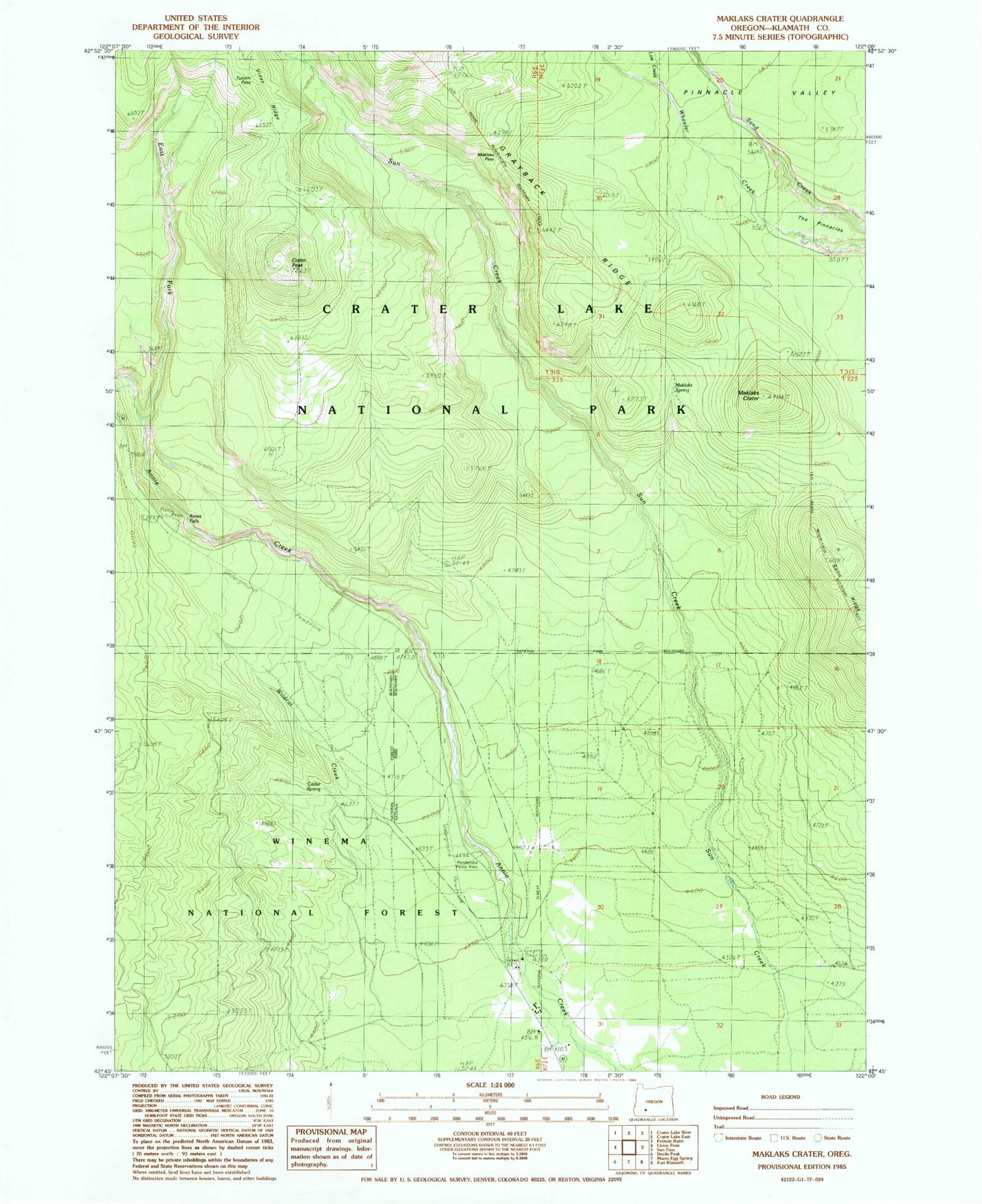 Classic USGS Maklaks Crater Oregon 7.5'x7.5' Topo Map Image