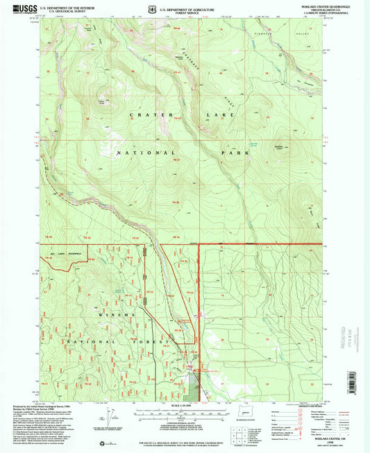 Classic USGS Maklaks Crater Oregon 7.5'x7.5' Topo Map Image