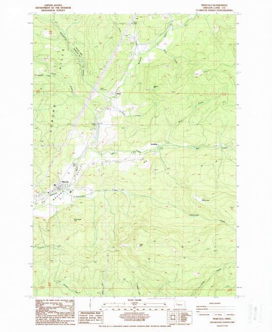 Classic USGS Marcola Oregon 7.5'x7.5' Topo Map Image