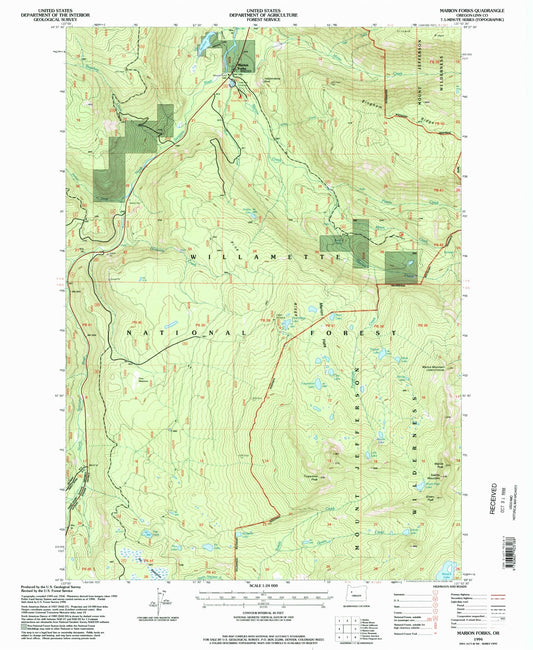 Classic USGS Marion Forks Oregon 7.5'x7.5' Topo Map Image