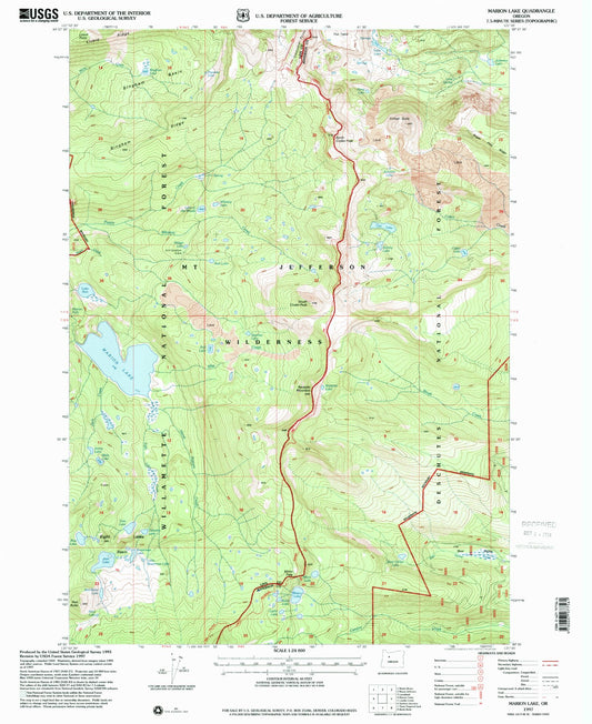 Classic USGS Marion Lake Oregon 7.5'x7.5' Topo Map Image