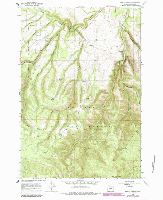 Classic USGS Marley Creek Oregon 7.5'x7.5' Topo Map Image