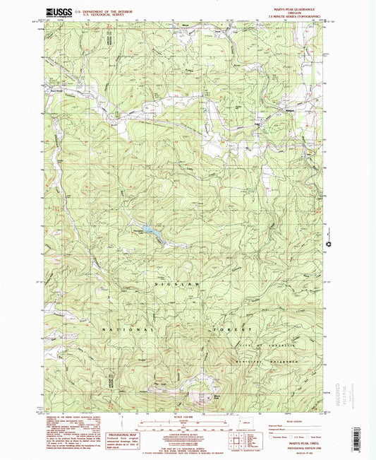 Classic USGS Marys Peak Oregon 7.5'x7.5' Topo Map Image