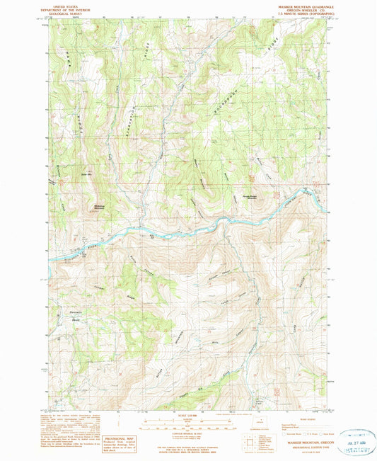 Classic USGS Masiker Mountain Oregon 7.5'x7.5' Topo Map Image