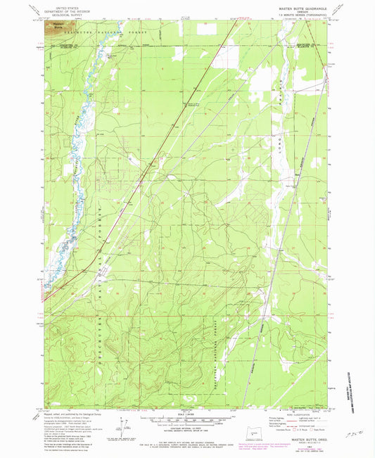 Classic USGS Masten Butte Oregon 7.5'x7.5' Topo Map Image
