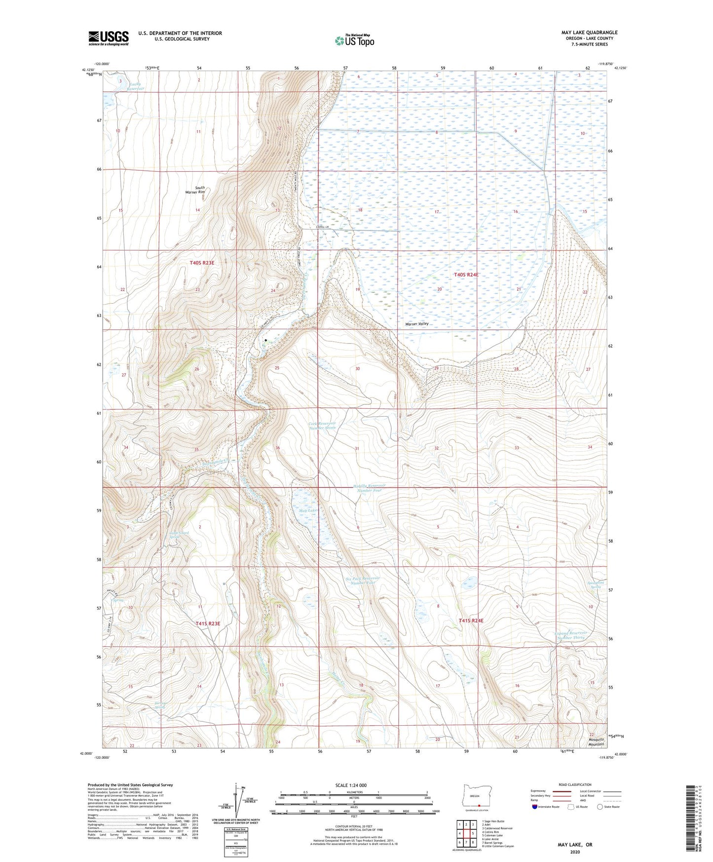 May Lake Oregon US Topo Map Image