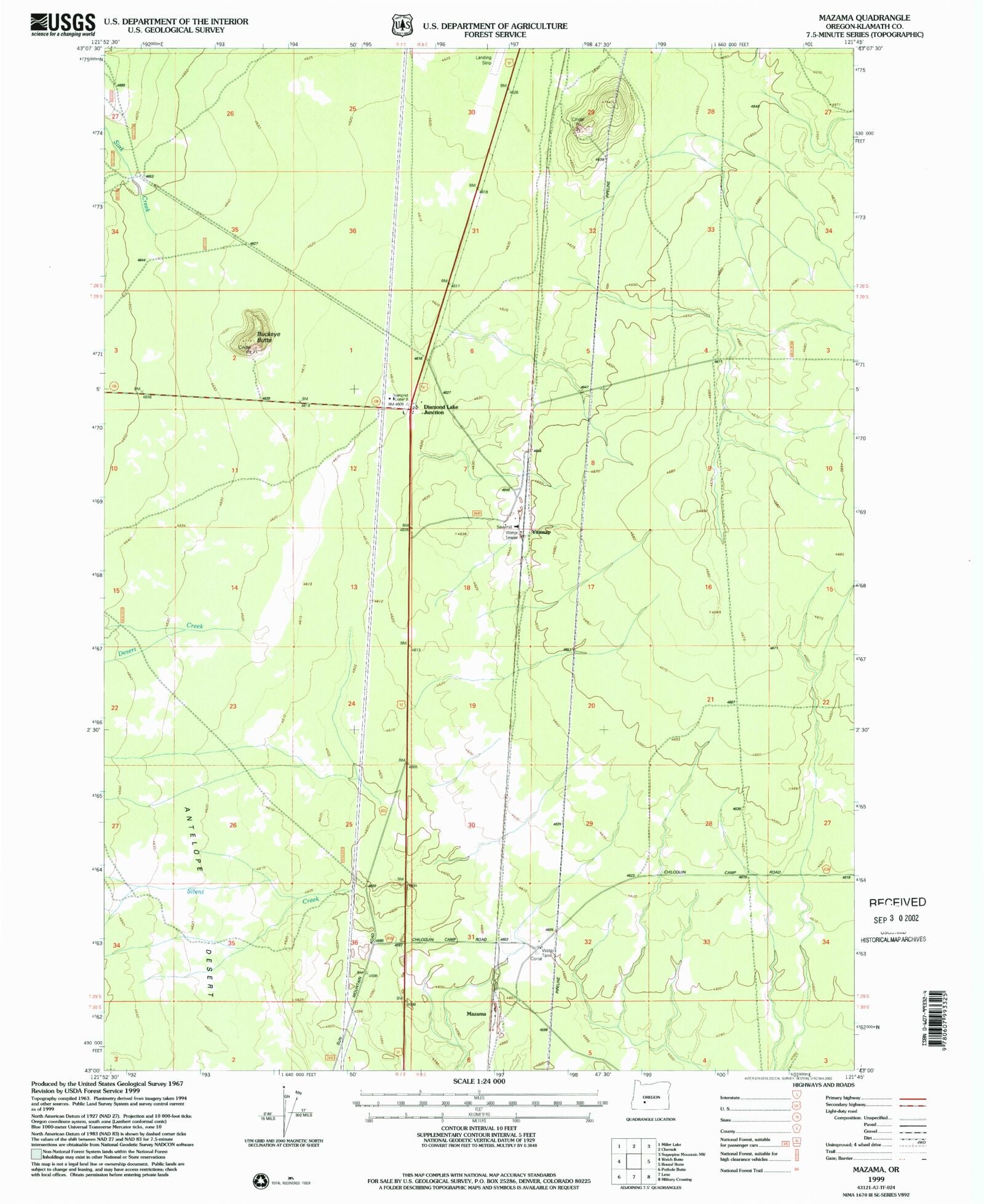 Classic USGS Mazama Oregon 7.5'x7.5' Topo Map – MyTopo Map Store