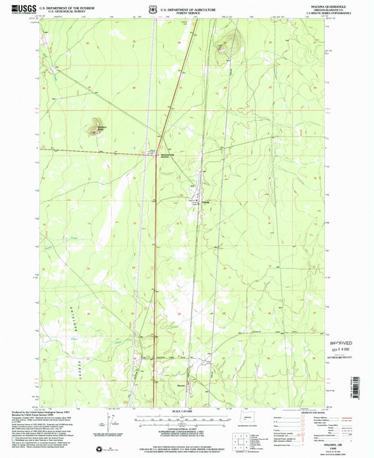 Classic USGS Mazama Oregon 7.5'x7.5' Topo Map Image