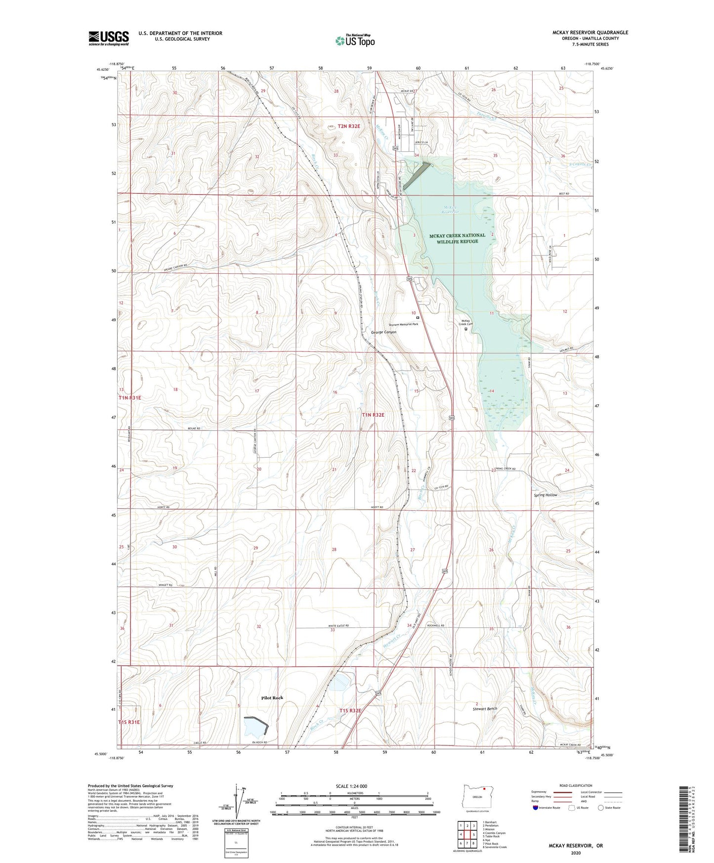 McKay Reservoir Oregon US Topo Map Image