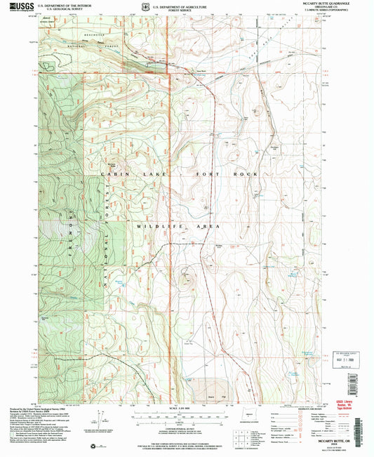 Classic USGS McCarty Butte Oregon 7.5'x7.5' Topo Map Image