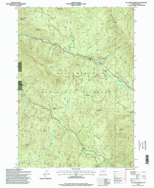 Classic USGS McCredie Springs Oregon 7.5'x7.5' Topo Map Image
