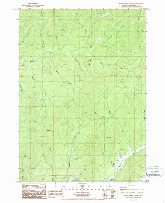 Classic USGS McCullough Creek Oregon 7.5'x7.5' Topo Map Image