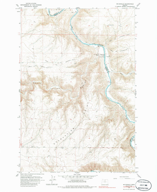 Classic USGS McDonald Oregon 7.5'x7.5' Topo Map Image