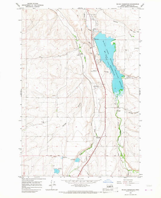 Classic USGS McKay Reservoir Oregon 7.5'x7.5' Topo Map Image
