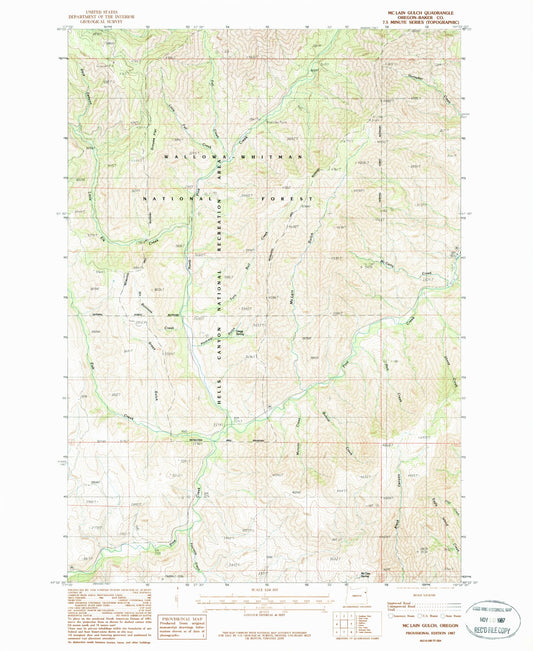 Classic USGS McLain Gulch Oregon 7.5'x7.5' Topo Map Image