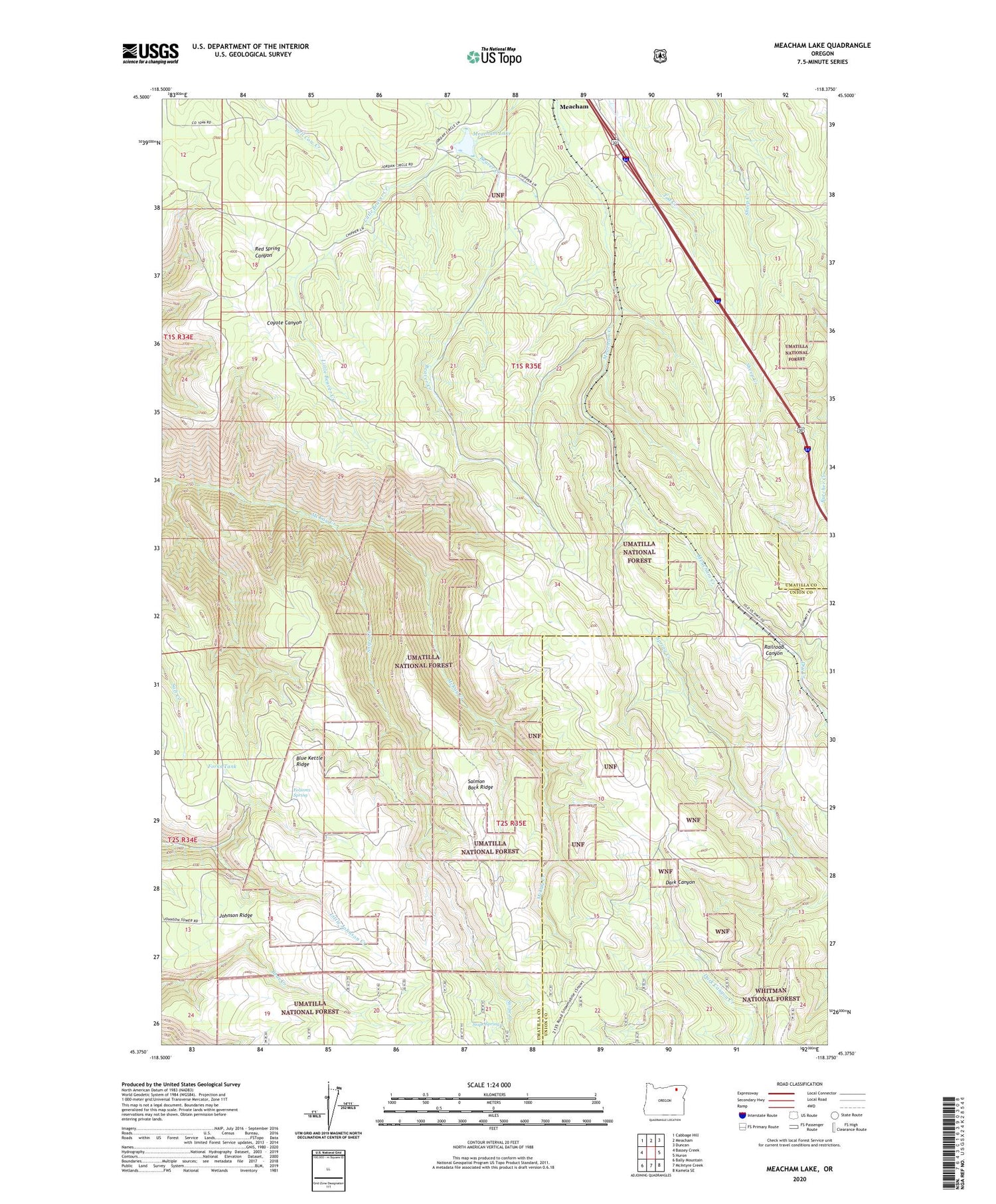 Meacham Lake Oregon US Topo Map Image