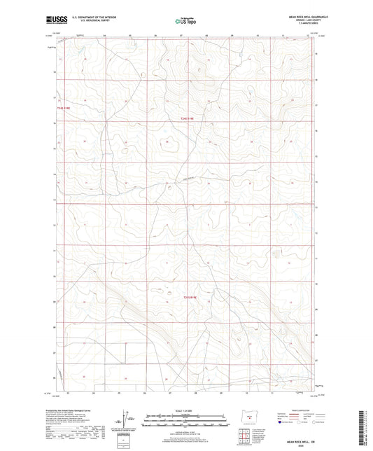Mean Rock Well Oregon US Topo Map Image