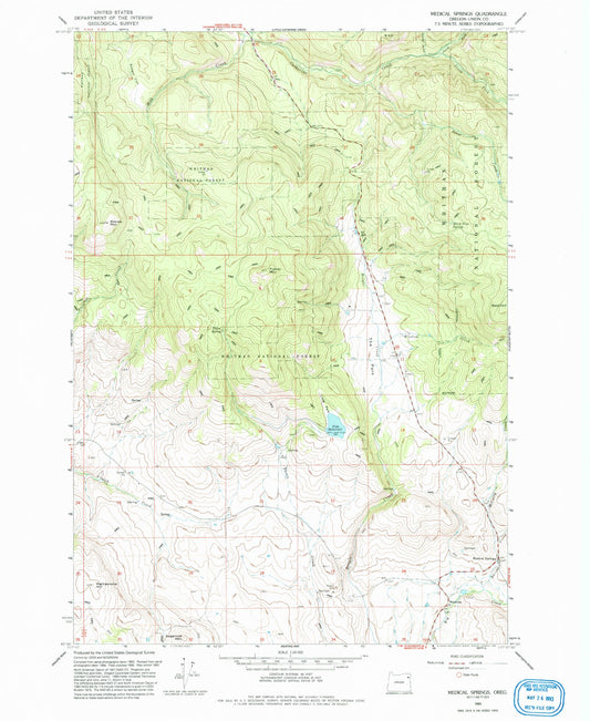 Classic USGS Medical Springs Oregon 7.5'x7.5' Topo Map Image