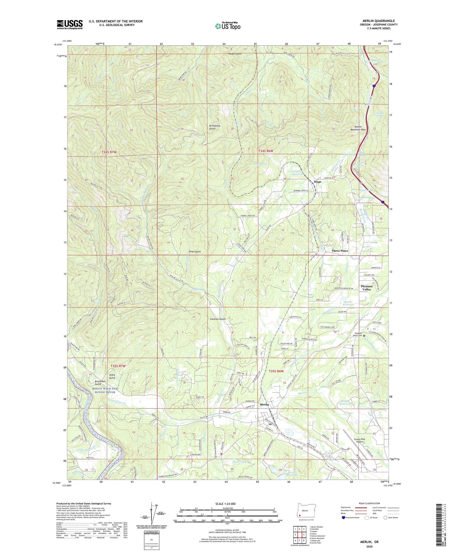 Merlin Oregon US Topo Map Image