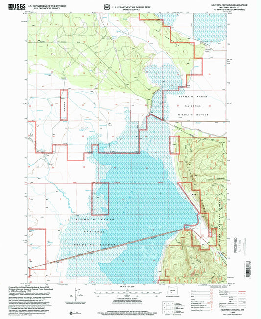 Classic USGS Military Crossing Oregon 7.5'x7.5' Topo Map Image